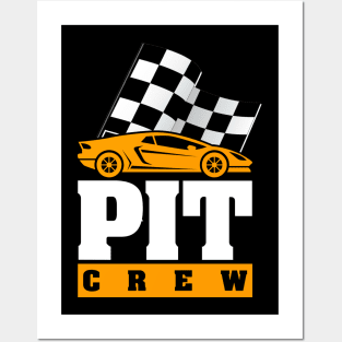 'Pit Crew Checkered Flag' Cool Car Racing Gift Posters and Art